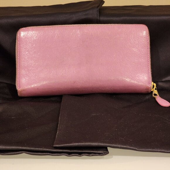 Excellent Balenciaga Zip around Wallet Pinkish Lavender Leather Continental - Picture 3 of 14